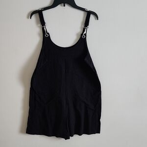 Pro Spirit Vintage Cotton Black Overalls with Unique Silver Tone Buckles Large